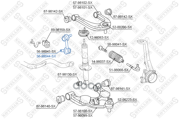 Тяга стабилизатора переднего праваяToyota Land Cruiser GRJ12# 02> Stellox арт. 5698044SX