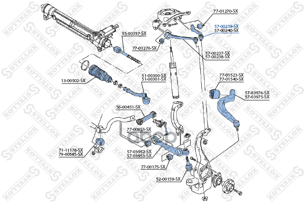 Рычаг задний верхний левый Audi A4 1.8-2.0TFSi/2.0-3.0TDi 07> Stellox арт. 5700239SX