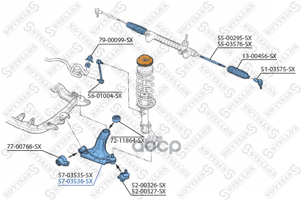 рычаг нижний правый  5703536SX Stellox арт. 5703536SX