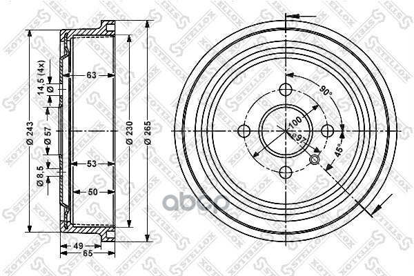Барабан тормозной Opel Astra 1.4-1.7D 98> T2500001> Stellox арт. 60253614SX
