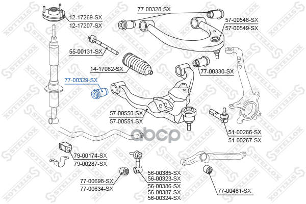 Сайлентблок передн. рычага пер.подв.нижн.Toyota Land Cruiser 200 0 Stellox арт. 7700329SX