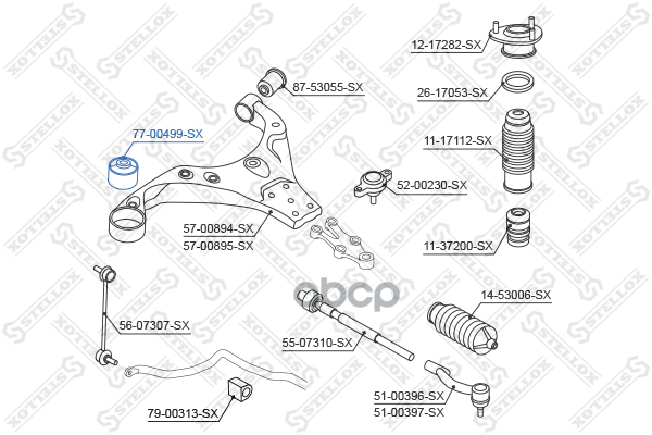 Сайлентблок рычага пер.Hyundai i30/i30 1.6 CW 07> Stellox арт. 7700499SX