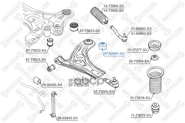 Сайлентблок рычага перед.зад. Chevrolet Kalos 05> Stellox арт. 8707491SX