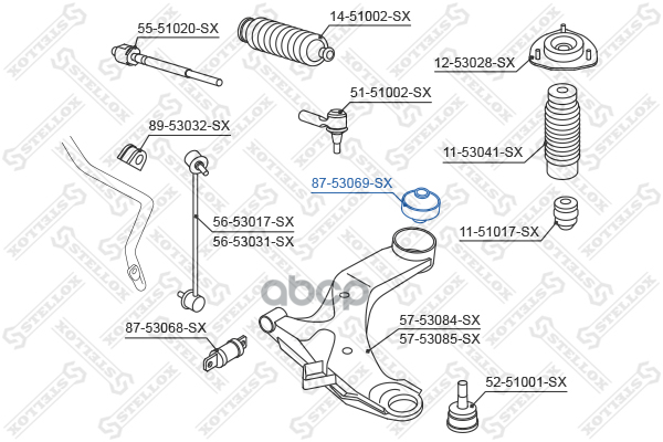 Сайлентблок рычага зад. KIA Cerato 04> Stellox арт. 8753069SX