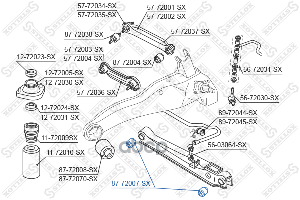 Сайлентблок зад. рычага нижн. Mitsubishi Lancer 92>/Carisma 95> Stellox арт. 8772007SX