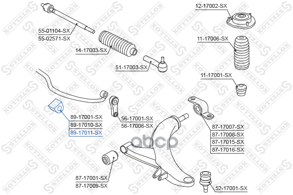 Втулка Стабилизатора Переднегоd21subaruegacy B12 99-03 Stellox арт. 8917011SX
