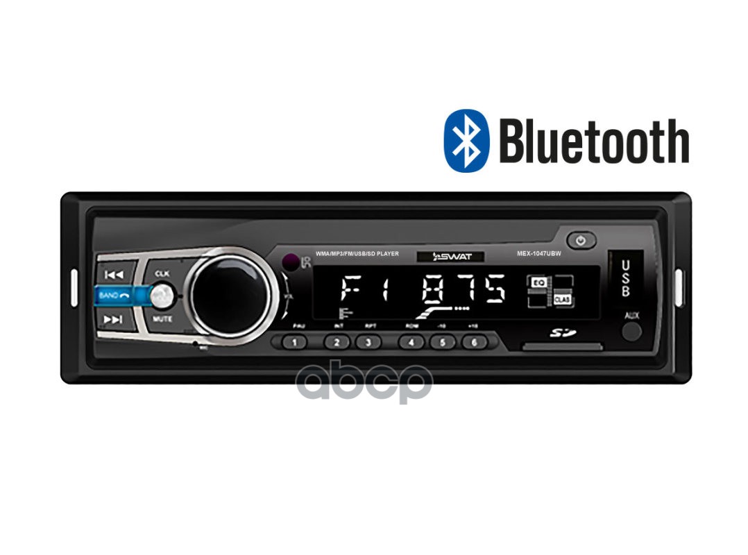 Автомагнитола Swat Mex-1047Ubw 1 Din Медиа Ресивер,4Х50 Вт, Bt, Mp3, Usb, Sd, 2Rca Белые Кнопки Swat Swat Mex-1047Ubw Swat ар...