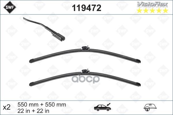 Щетки Стеклоочистителя Бескаркасные Visioflex (Ком-Кт) 550+550 Мм Mercedes-Benz C-Class (W205) C 200 (205.042) 2013- 119472 S...