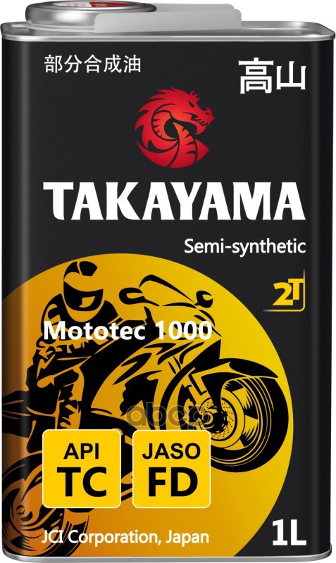 Масло моторное полусинтетическое Mototec 1000 2T TC (металл) 1л TAKAYAMA арт. 605570