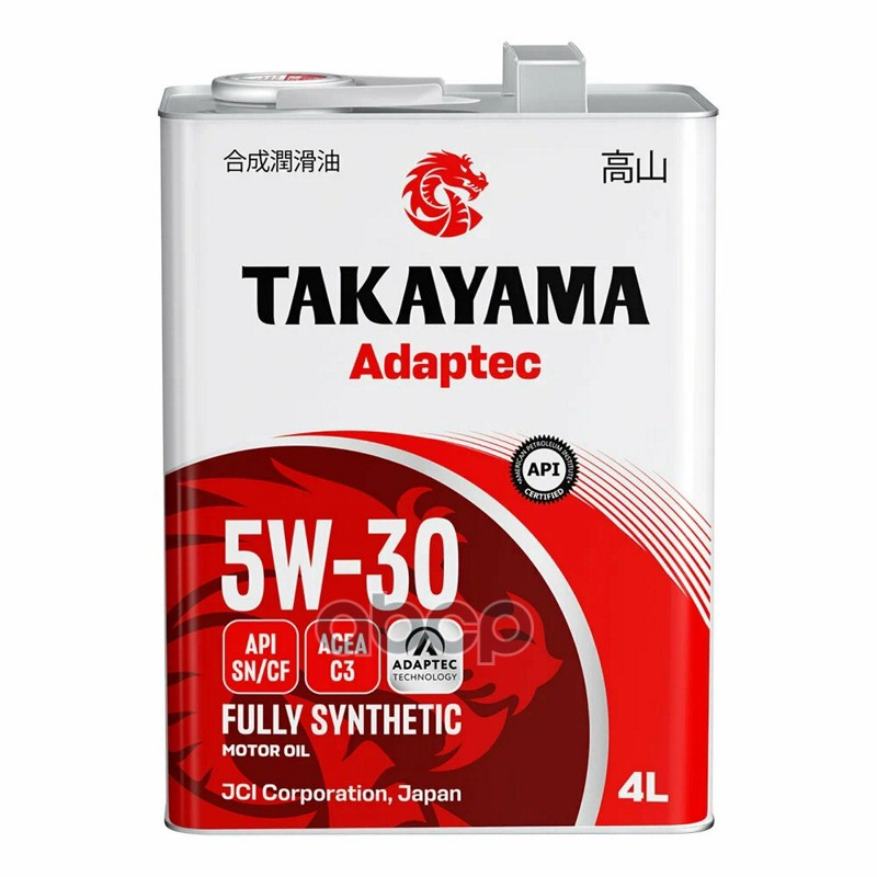 TAKAYAMA Масло моторное синтетическое Adaptec 5W30 SN/CF, C3 4л