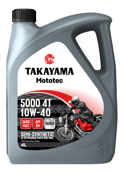 Масло моторное полусинтетическое Mototec 5000 4T 10W40 SM, MA2 4л TAKAYAMA арт. 6056122