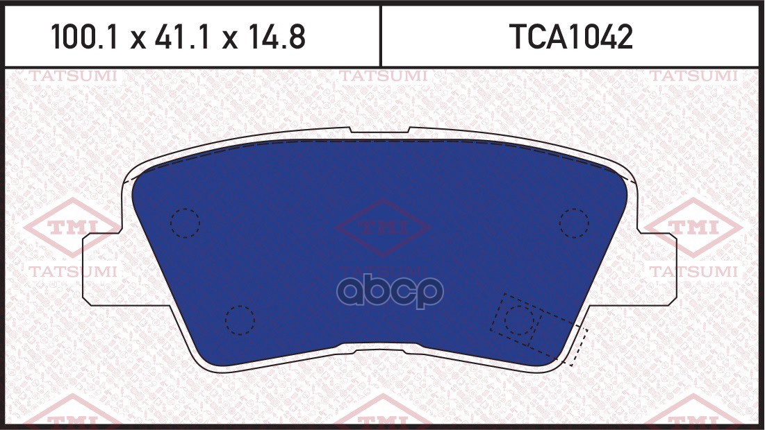 Колодки тормозные дисковые задние HYUNDAI Solaris/I10/I30/I40/Tucson 09-KIA Soul/Rio 09-SSANGYONG Actyon 10- TCA1042 TATSUMI ...