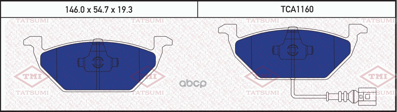 Колодки тормозные дисковые передние AUDI A2 00-SKODA Fabia 00- TCA1160 TATSUMI арт. TCA1160