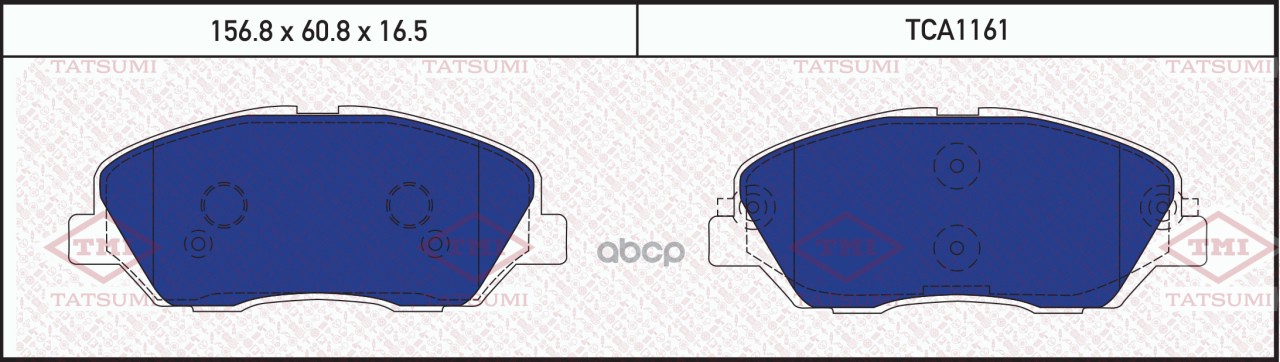 Колодки тормозные дисковые передние HYUNDAI Santa Fe 06-SSANYONG Actyon 11-KIA Carnival 06- TCA1161 TATSUMI арт. TCA1161
