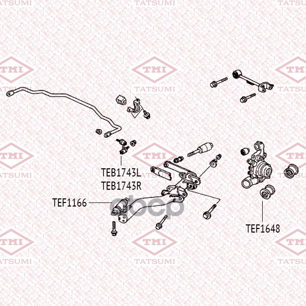 Комплект сайлентблоков заднего рычага TATSUMI арт. TEF1166