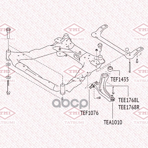 Сайлентблок переднего рычага задний NISSAN Qashqai 06- TEF1435 TATSUMI арт. TEF1435