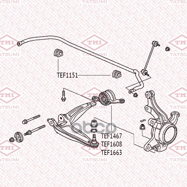 Сайлентблок Нижнего Рычага С Кронштейном | Перед Прав | TATSUMI арт. TEF1467