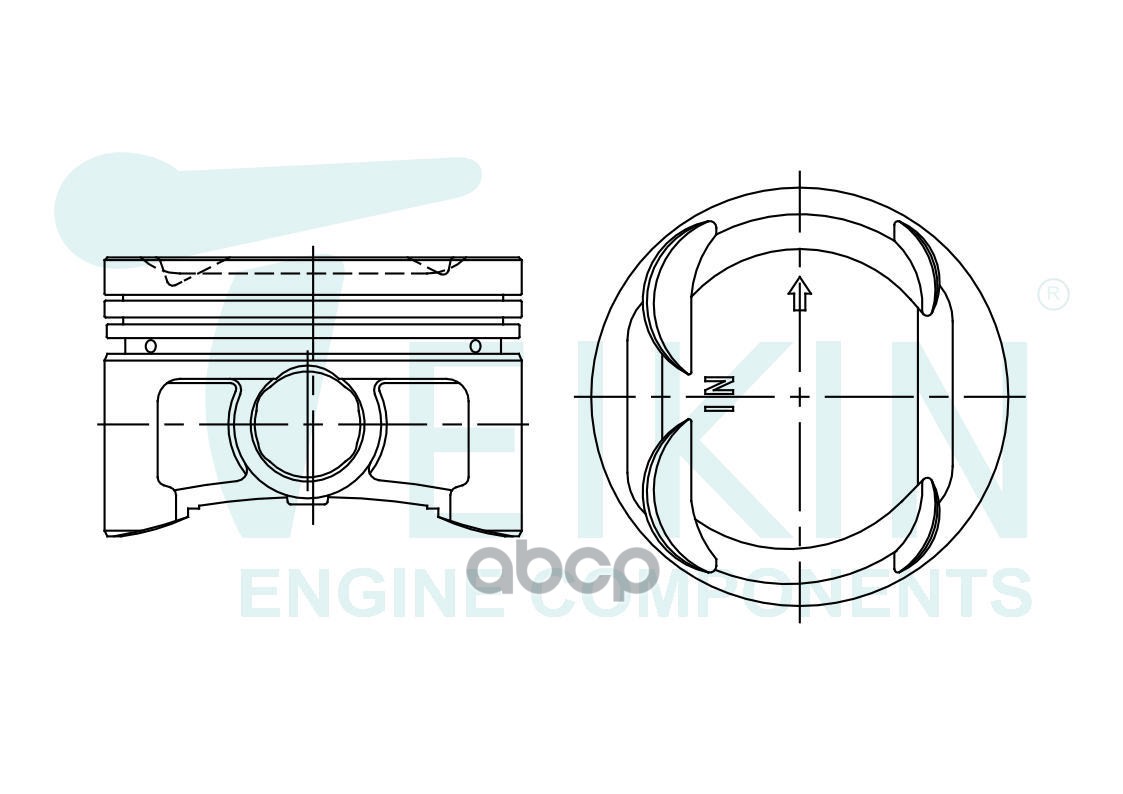Поршень Honda HR-V 98-07 B16A2;D16A;D16B2;D16B6;D16B7;D16W1;D16W2;D16W3;D16W4;D16W5;D16Y2;D16Y3;D16Y TEIKIN арт. 38153 STD