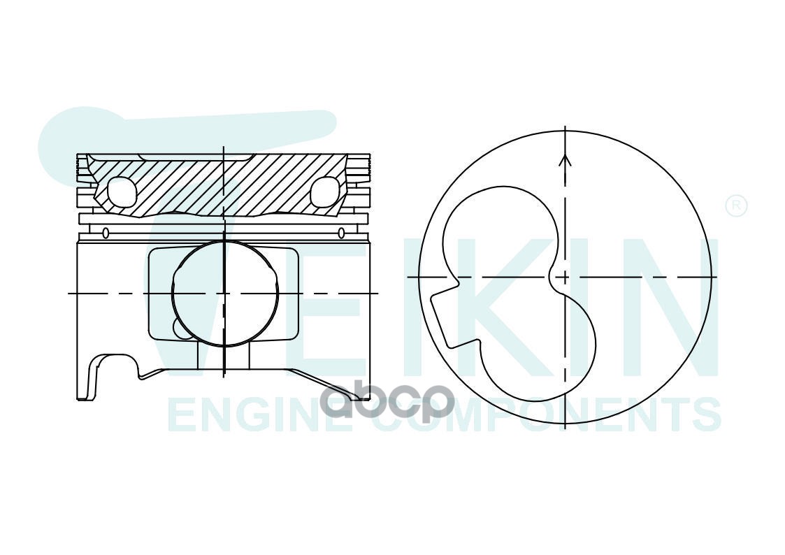 Поршень Toyota Hiace 93-04 / Land Cruiser Prado 96-02 1KZT;1KZTE TEIKIN арт. 46283 050