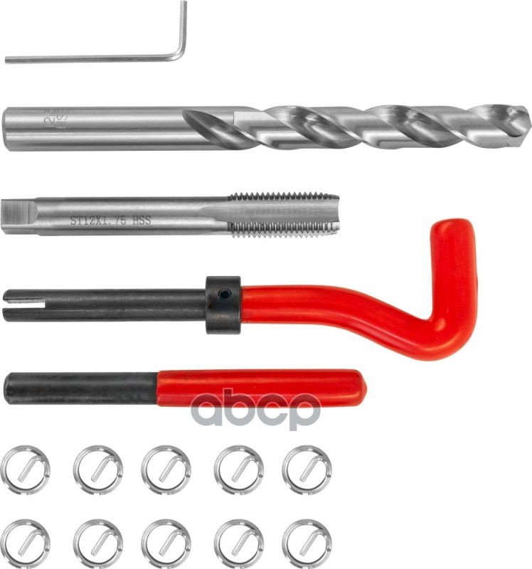 Набор Для Восстановления Резьбы 15 Пр: M12 X 1,75 Метчик, Вороток Установочный, Вставки THORVIK арт. TRIS12175