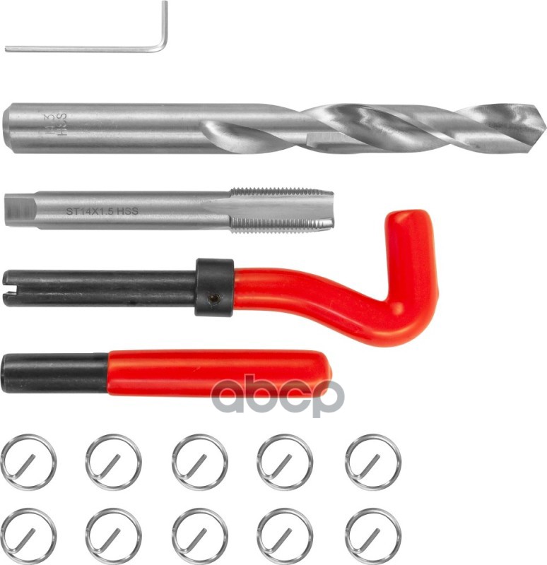 Набор Для Восстановления Резьбы 15 Пр: M14 X 1,5 Метчик, Вороток Установочный, Вставки THORVIK арт. TRIS1415