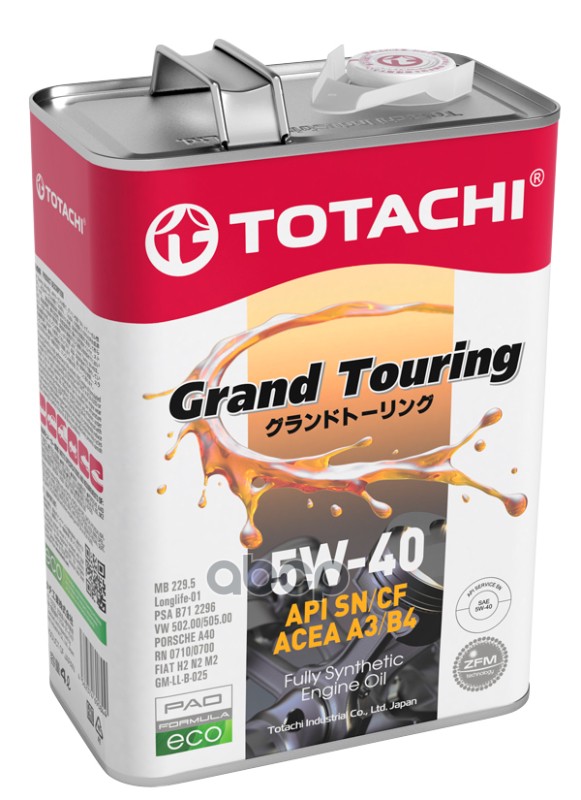 TOTACHI Масло моторное TOTACHI Grand Touring FuLLy Synthetic SN/CF 5W-40 4л (4562374690844) 11904