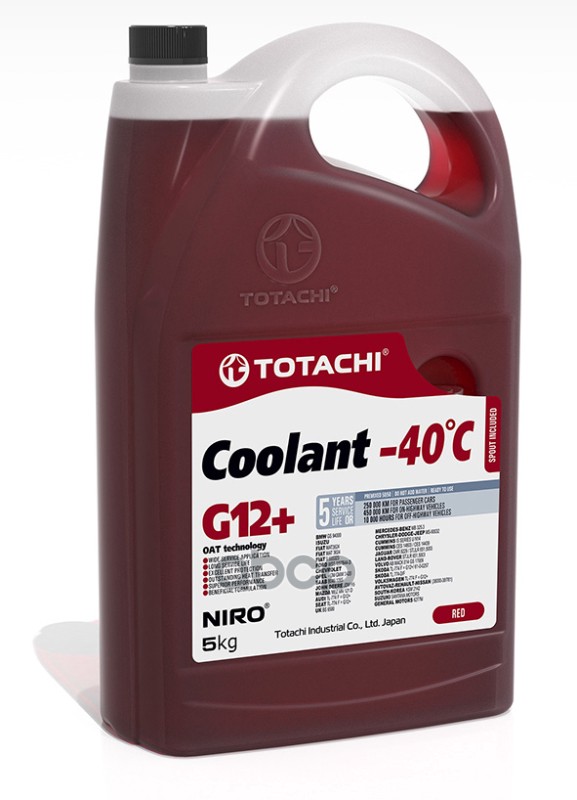 Антифриз TOTACHI NIRO CooLant Red -40C G12+ 5кг 4589904526770 43105 TOTACHI арт. 43105