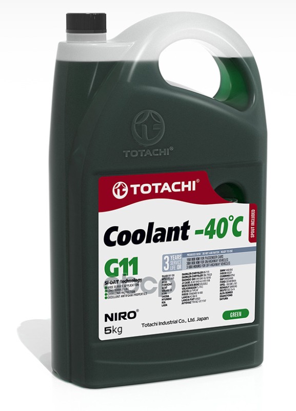Антифриз TOTACHI NIRO CooLant Green -40C G11 5кг 4589904526817 43205 TOTACHI арт. 43205