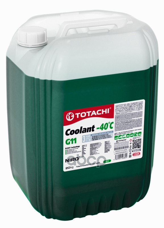 Антифриз, Готовый Раствор Niro Coolant G11 -40°C Зелёный 20Кг TOTACHI арт. 43220