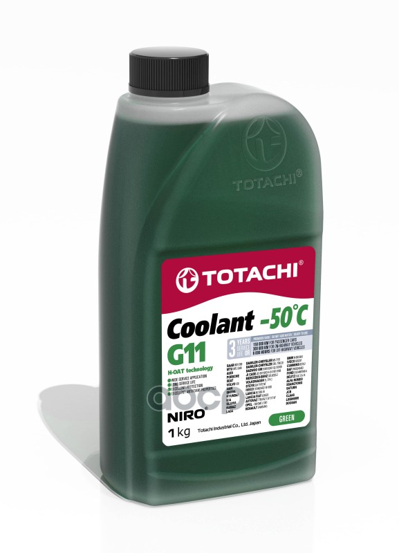 Антифриз TOTACHI NIRO COOLANT Green -50C G11 1кг 44701 TOTACHI арт. 44701