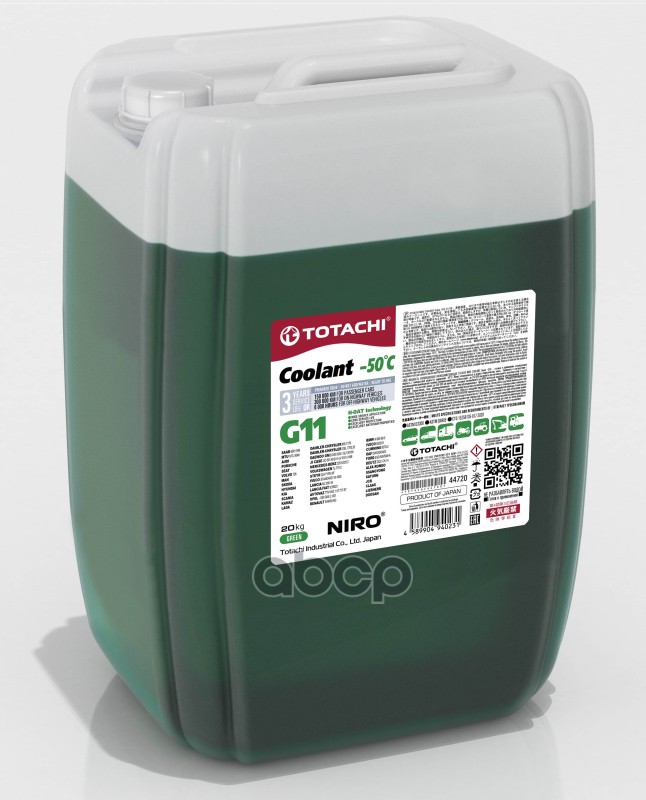 Антифриз TOTACHI NIRO COOLANT Green -50C G11 20кг 44720 TOTACHI арт. 44720