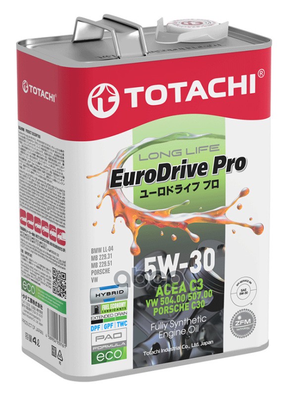 TOTACHI Масло Моторное Синтетическое Eurodrive Pro Ll 5W30 Sn, C3 4Л