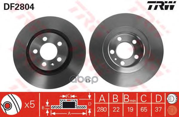 Диск тормозной передний VW Bora TRW DF2804 TRW арт. DF2804