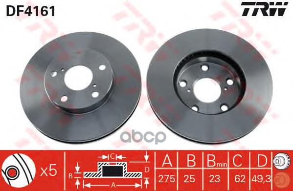 Диск тормозной передний TOYOTA Rav 4 II 00-05 TRW DF4161 TRW арт. DF4161