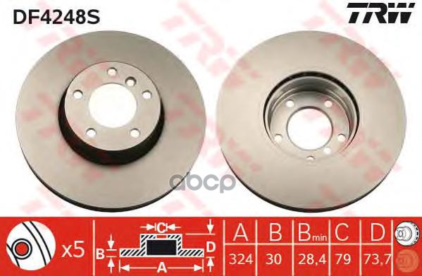Диск Тормозной Передний Bmw E39 2.0...3.5L,2.0Td...3.0Td /Vent D=324Mm Trw Df4248s TRW арт. DF4248S