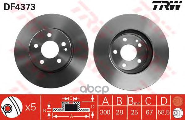 Диск тормозной передний MERCEDES VIANO, VITO (639) DF4373 TRW арт. DF4373