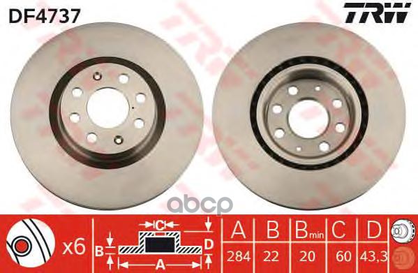 Диск Торм Передн Opel Corsa D  Fiat Punto TRW арт. df4737