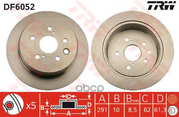 Диск тормозной задний TRW DF6052 TRW арт. DF6052