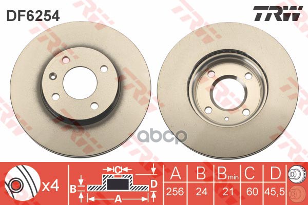 Диск тормозной передний TRW DF6254 TRW арт. DF6254