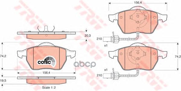 Колодки передние AUDI A4 (B5-B7), A6 (C5-C6), VW PASSAT (3B_) GDB1307 TRW арт. GDB1307