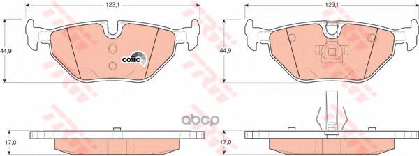 Колодки задние BMW 3 E36, E46, SAAB 9-5 GDB1344 TRW арт. GDB1344