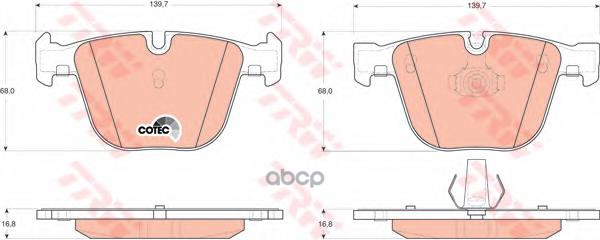 Колодки задние BMW 5 E60, 7 E65, X5 E70, F15, X6 E71 GDB1502 TRW арт. GDB1502