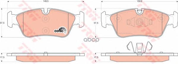 Колодки передние BMW 1 E81, 3 E90 GDB1625 TRW арт. GDB1625