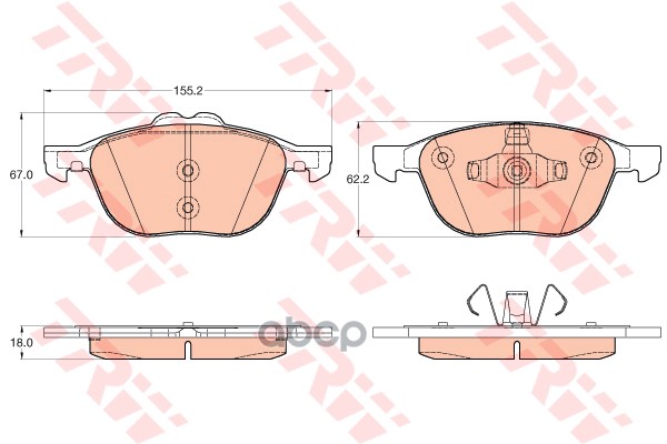 Колодки передние FORD TRANSIT/TOURNEO CONNECT (9/13- ) GDB2043 TRW арт. GDB2043