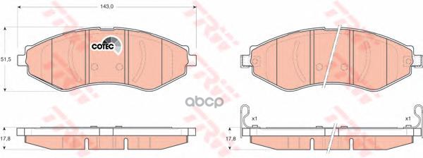Колодки передние CHEVROLET LACETTI (J200) GDB3347 TRW арт. GDB3347