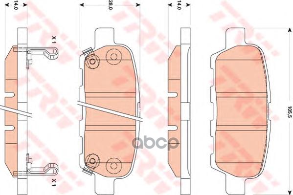 Колодки задние NISSAN MURANO (Z50-51), TEANA II, TIIDA, QASHQAI, X-TRAIL T31 GDB3507 TRW арт. GDB3507