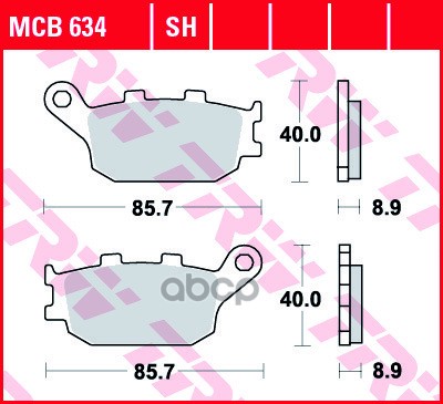 Колодки задние MOTO HONDA/SUZUKI/KAWASAKI TRW MCB634SH TRW арт. MCB634SH