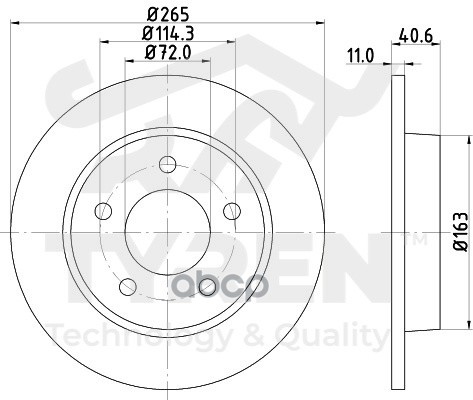 Диск тормозной задний TYREN арт. TYR1014351