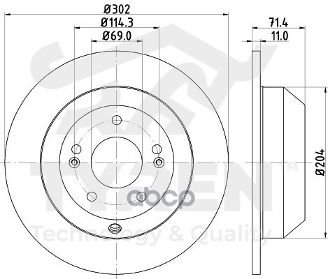 Диск тормозной задний TYREN арт. TYR1016231