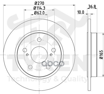 Диск тормозной задний TYREN арт. TYR1022491